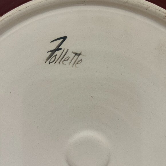 Follette Studio Art Pottery Drip Glaz Chip and Dip Plate Platter 12" Signed - Picture 5 of 5